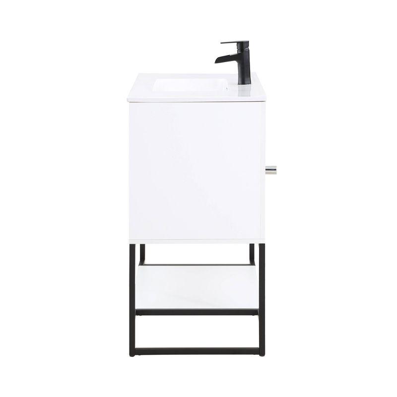 36" Scarsdale Bathroom Vanity Sink White - Manhattan Comfort: Ceramic Surface, Wood Frame, Single Basin