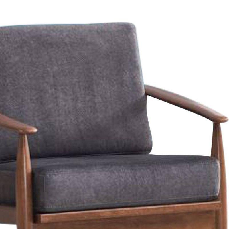 29" Alisa Accent Chair Charcoal Fabric Brown Finish - Acme Furniture: Upholstered Wood Frame, No Assembly Required