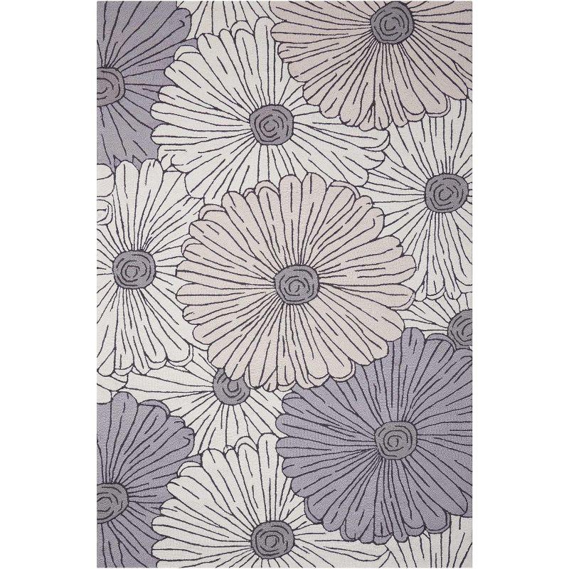 Elysian Ivory & Multicolor Floral Hand-Hooked 5' x 7' Synthetic Area Rug