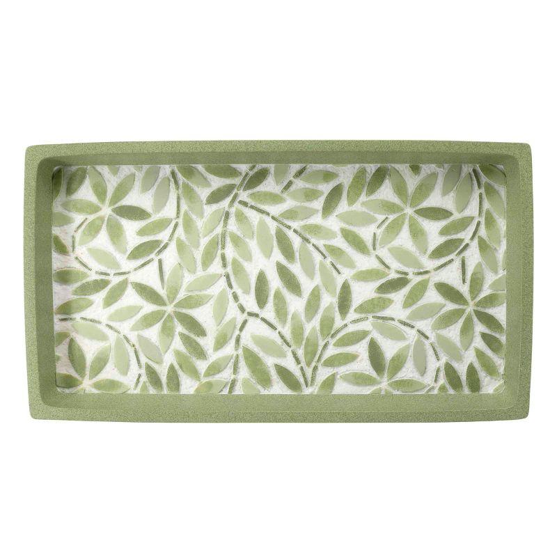 Green Leaf Pattern Resin Vanity Tray