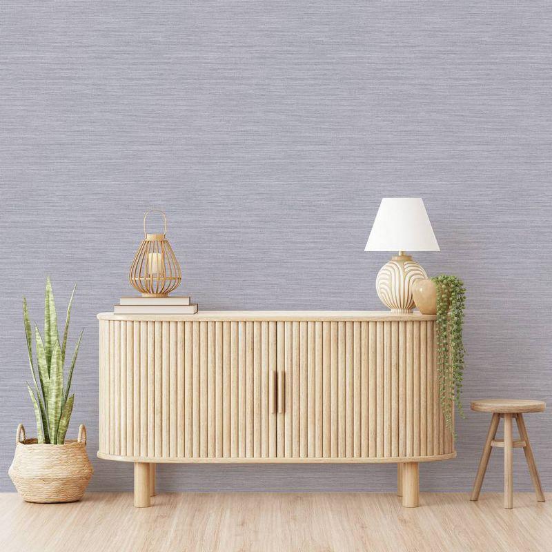 Tempaper & Co.® Faux Horizontal Grasscloth Removable Peel and Stick Wallpaper, Textured Blue, 28 sq. ft.: Vinyl, Prepasted, Abstract Pattern