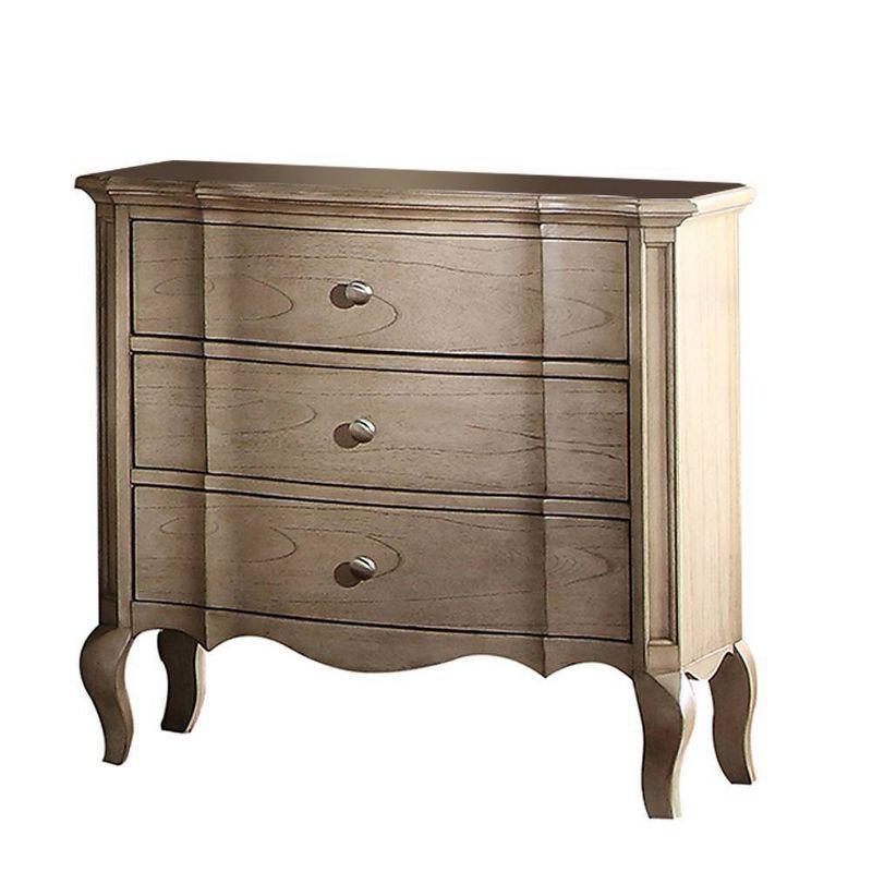 Antique Taupe 3-Drawer Nightstand with Cabriole Legs