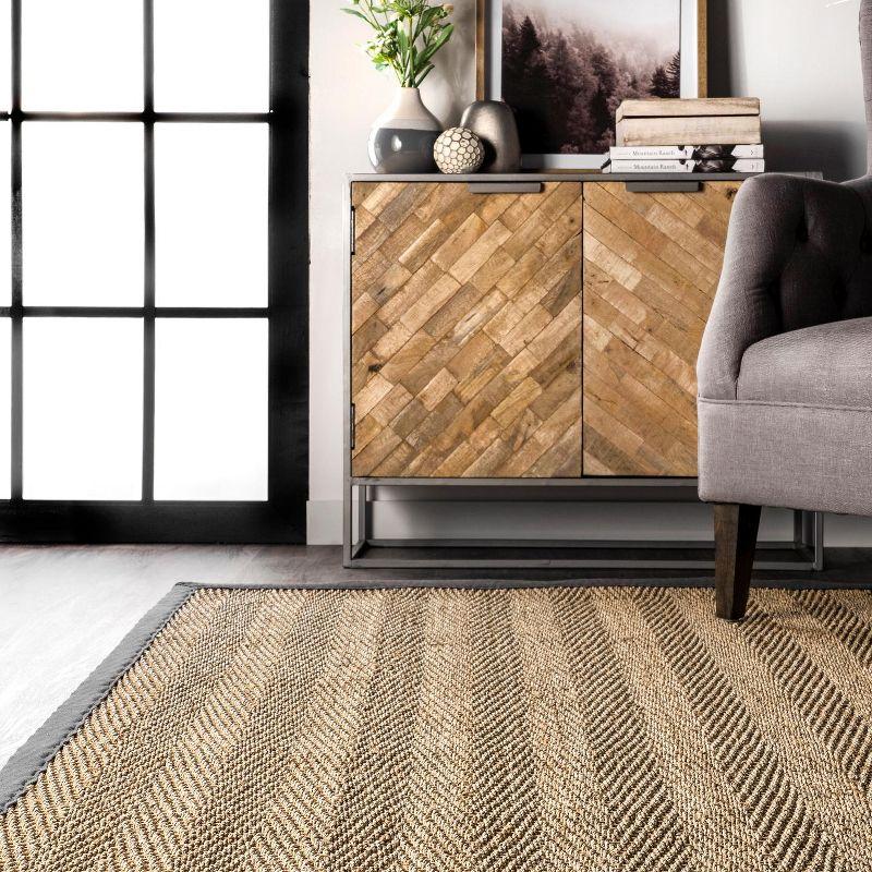 Larnaca Herringbone Dark Gray 5' x 8' Seagrass Area Rug