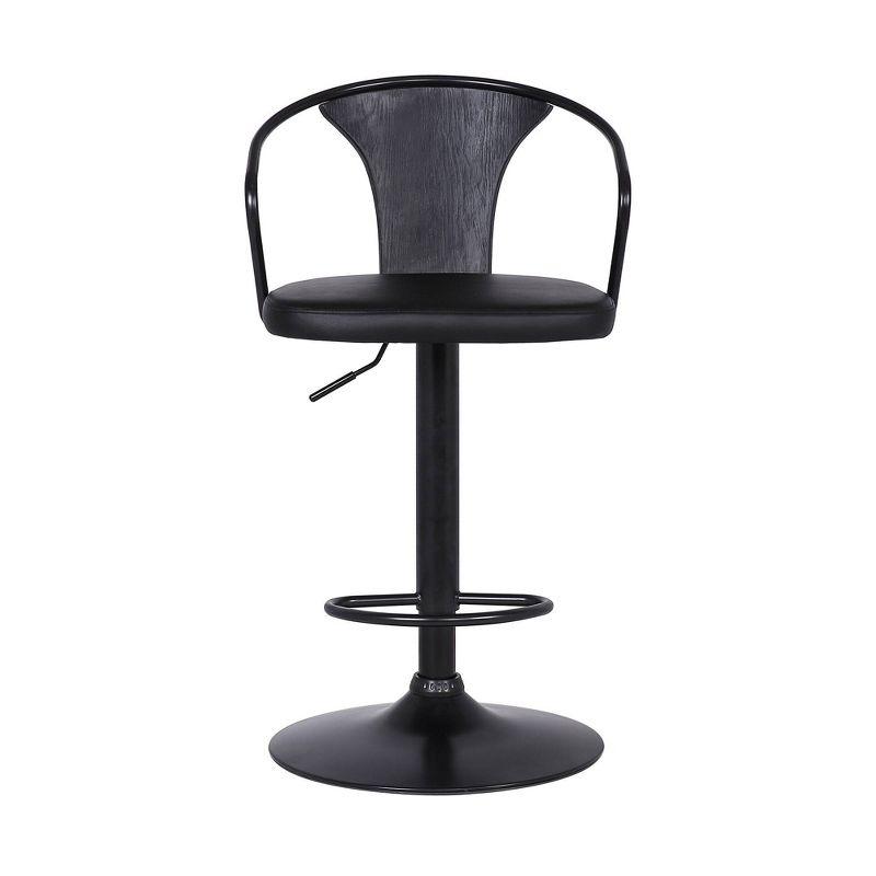 Eagle Contemporary Adjustable Barstool Black - Armen Living: Swivel Seat, 26-30 Inch Height, Faux Leather