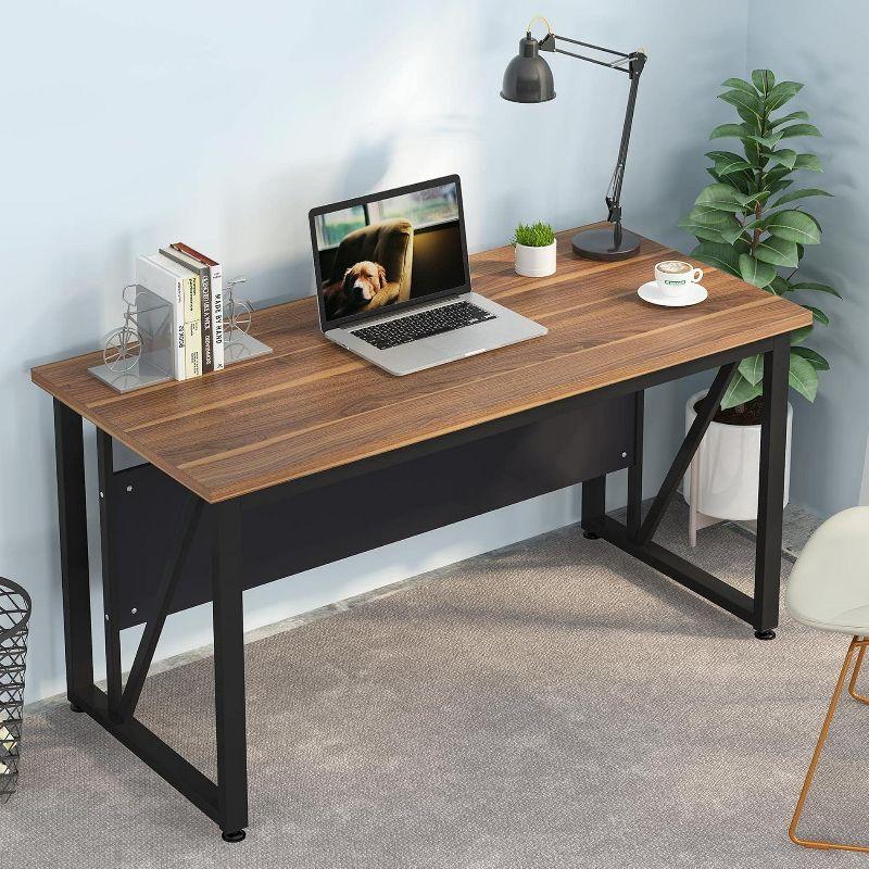 Tribesigns 55 inches Simple Computer Desk, Home Office Desk Writing Table for Workstation, Brown and Black
