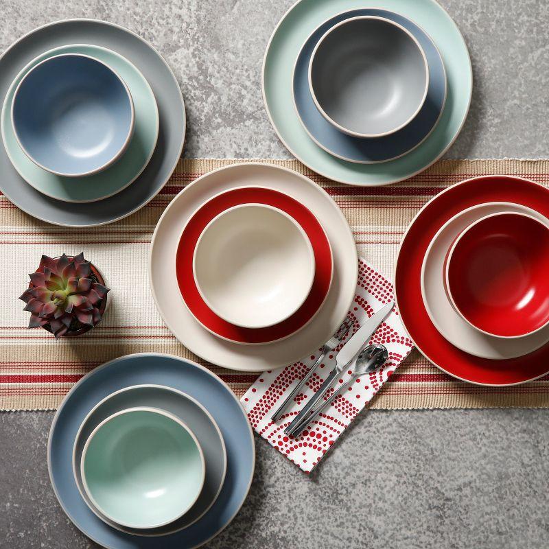 Gibson Home Rockaway 12-Piece Stoneware Dinnerware Set Blue