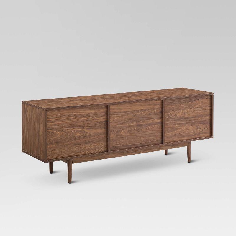 Liam Mid-Century Walnut Record Storage Console Cabinet 60"