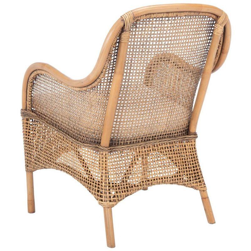 Charlie Rattan Accent Chair W/ Cushion - ACH6514 - White/Honey Brown Wash - Safavieh