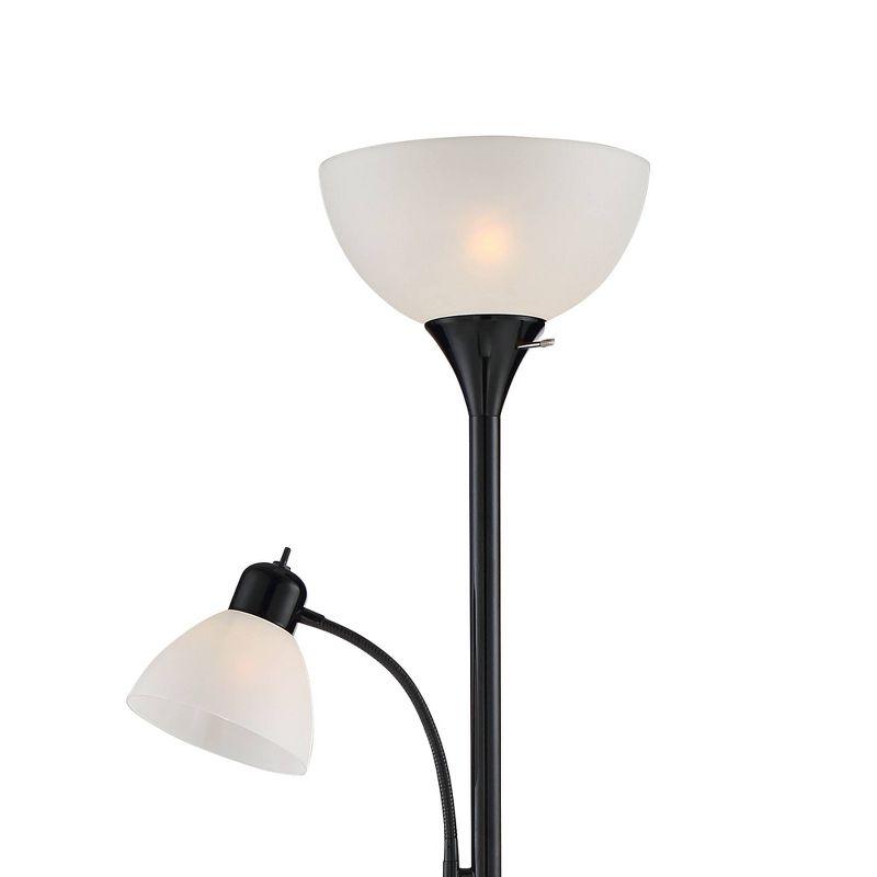360 Lighting Bingham Modern Torchiere Floor Lamp with Side Lights 71 1/2" Tall Black Metal White Shade for Living Room Reading Bedroom Office House