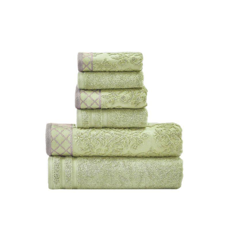 Modern Threads Modern Threads 6-Piece Damask Jacquard/Solid Ultra Soft 550GSM 100% Combed Cotton Towel Set with Embellished Borders