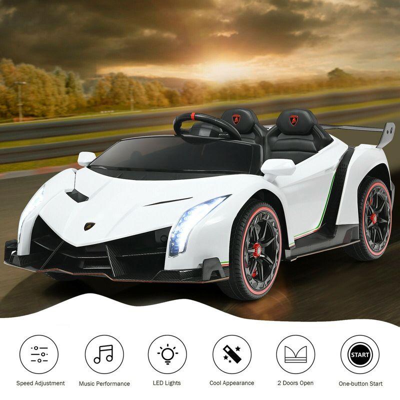 Costway 12V 2-Seater Licensed Lamborghini Kids Ride On Car w/ RC & Swing Function