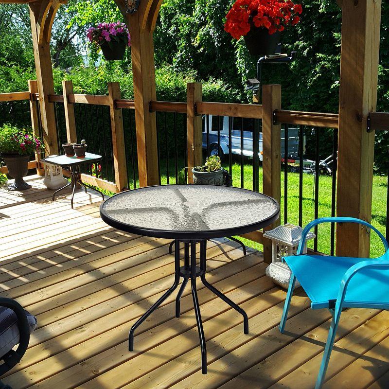 Costway 32''Outdoor Patio Round Table Tempered Glass Top