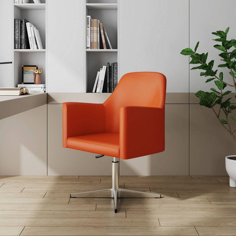 Pelo Faux Leather Adjustable Height Swivel Accent Chair Orange - Manhattan Comfort: Chrome-Plated, Modern Design, 300 lbs Capacity