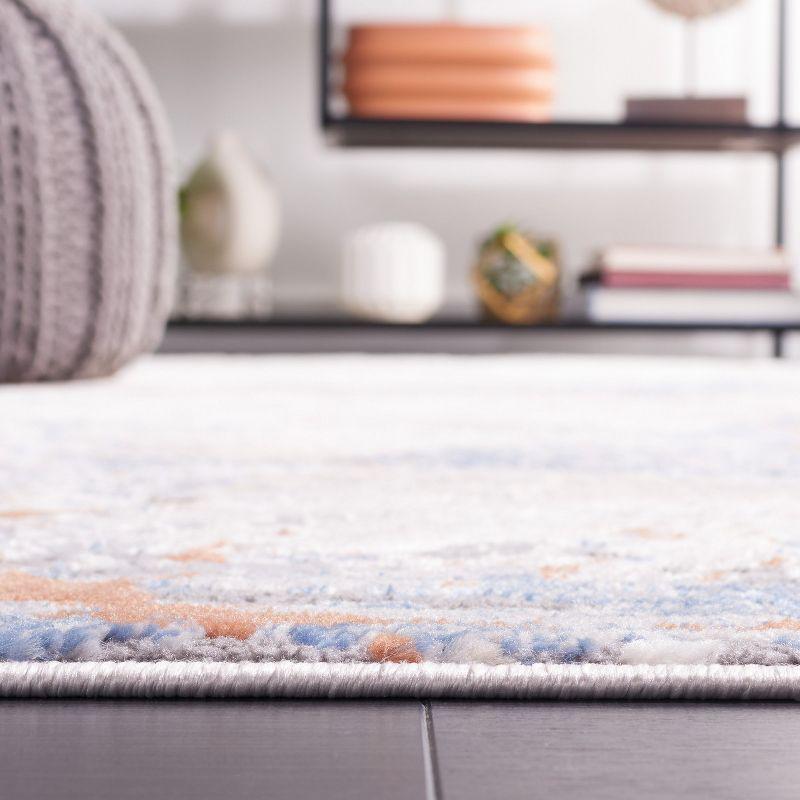 Eternal Grey and Blue Gold Hand-Knotted Synthetic Area Rug