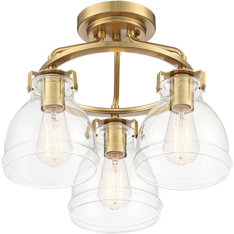 Possini Euro Design Bellis Modern Industrial Ceiling Light Semi Flush Mount Fixture 14 1/2" Wide Plated Soft Gold 3-Light Clear Glass for Bedroom Home