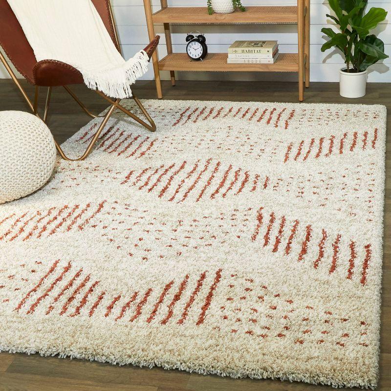 White and Orange Rectangular Shag Kids' Rug 5' x 7'