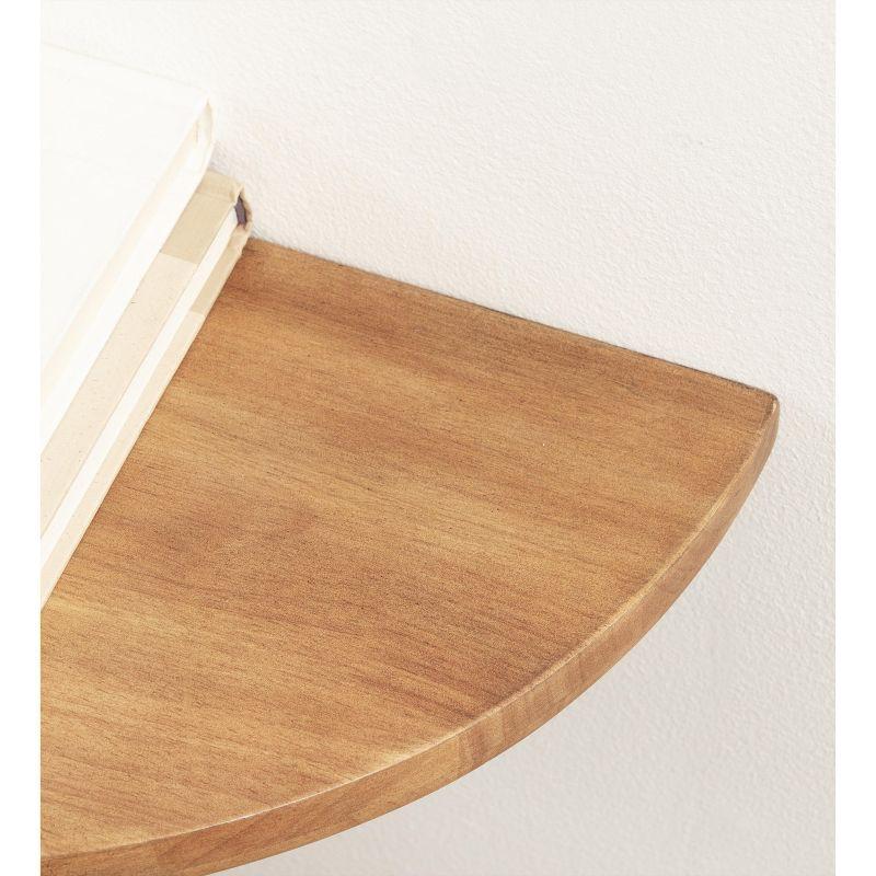 Natural Brown Half-Circle Wood Floating Wall Shelf