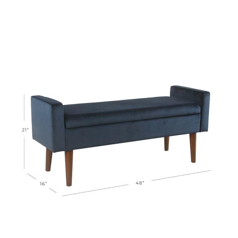 Fulton Mid-Century Modern Velvet Storage Bench in Dark Navy Blue