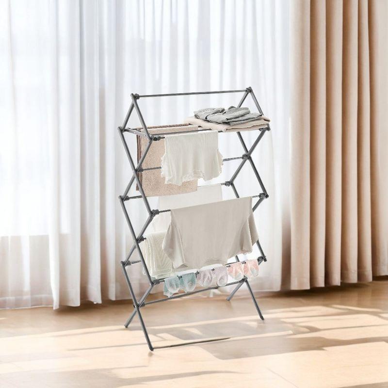 SONGMICS Foldable Clothes Drying Rack, Laundry Drying Rack, Clothes Airer, Steel Frame, 14.6 x 29.5 x 53.2 Inches, Easy Assembly, Indoor Outdoor Use