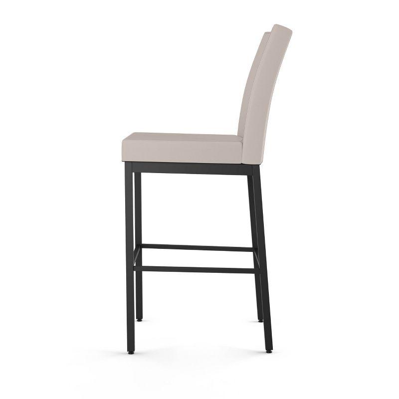 Amisco Perry Upholstered Barstool Cream/Black: Faux Leather, Steel Frame, 30" Height