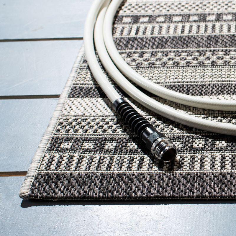 Black and Gray Flat Woven Synthetic Indoor/Outdoor Rug