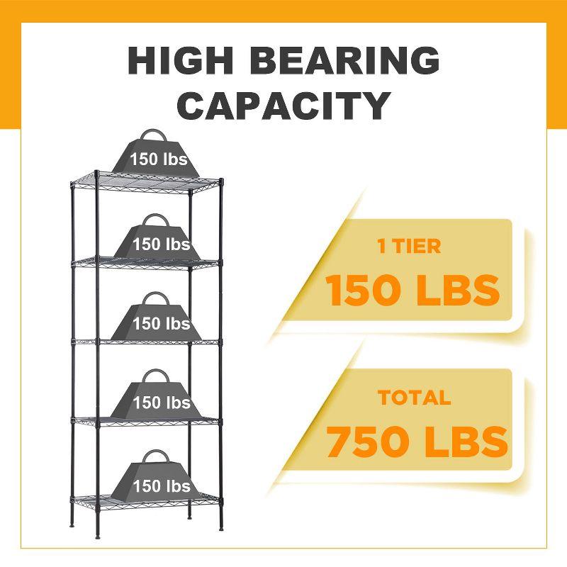 FDW 5 Tier Wire Shelving Unit Heavy Duty Storage Rack Metal Shelf Garage Organizer Wire Rack