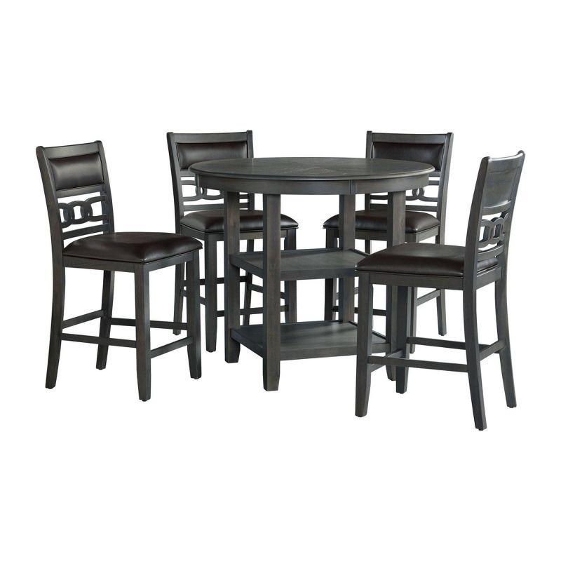 Gray Counter Height Dining Set with Faux Leather Upholstered Chairs