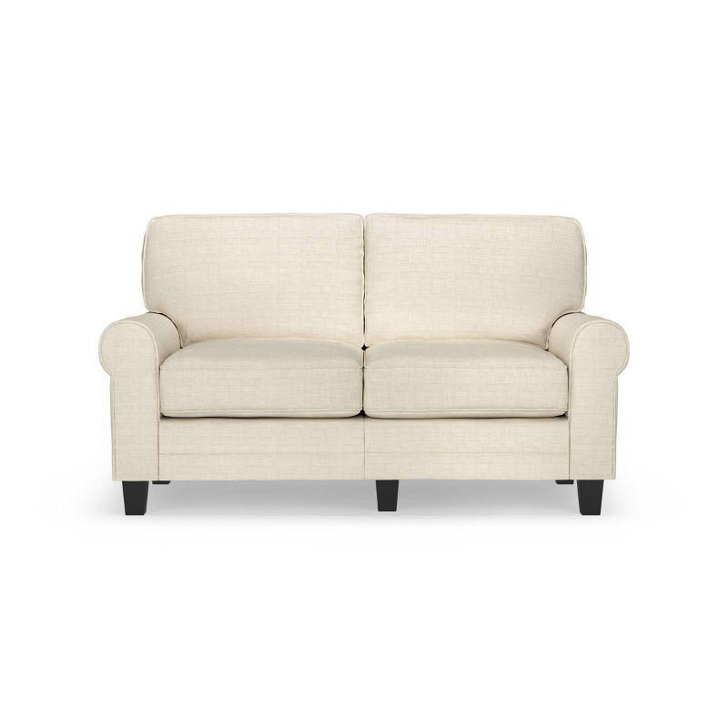 Serta Copenhagen 61" Rolled Arm Sofa, Easy Care Fabric, Soft Pillow Back, Pocket Coil Seat Cushions