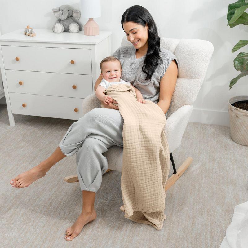 Large Sand Organic Muslin Cotton Baby Blanket