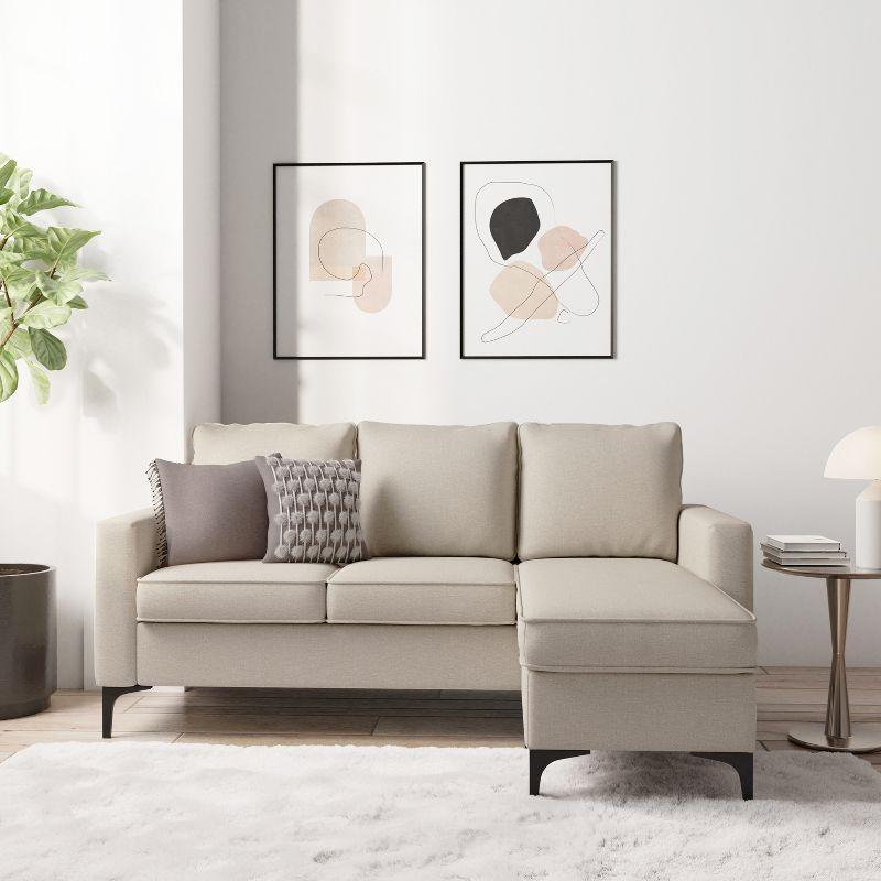 Alamay Upholstered Reversible Sectional Chaise Oatmeal - Hillsdale Furniture: Modern Polyester Sofa with Wood Legs