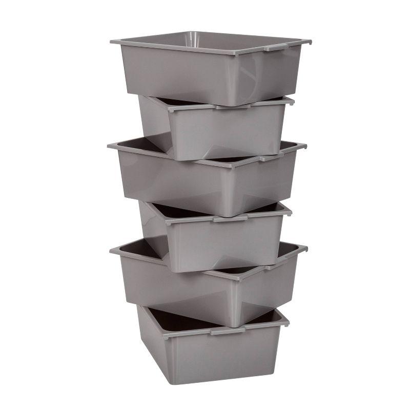 Honey-Can-Do 6 Bin rolling cart: Steel Utility Storage, Fade-Resistant, Ground Freestanding, 34" Height, 24" Depth, Gray