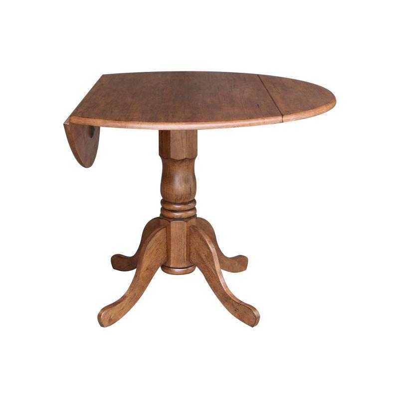 42" Distressed Oak Round Extendable Wood Dining Table