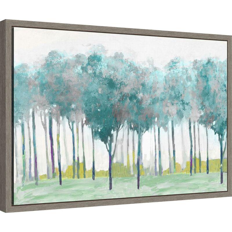 Amanti Art Teal Silver (Trees) by Allison Pearce Canvas Wall Art Print Framed 23 x 16-in.