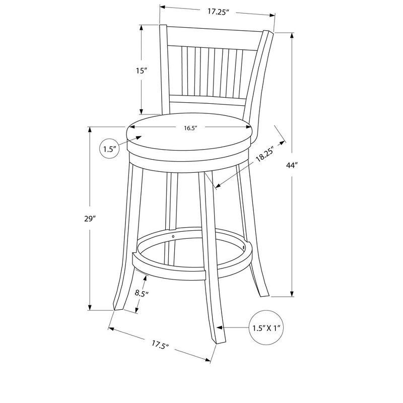 Monarch Specialties Bar Stool Set Of 2 Swivel Counter Height Kitchen White Wood Grey Leather Look Transitional