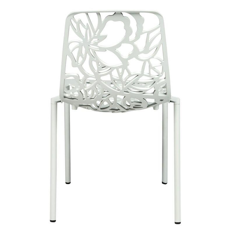 LeisureMod Devon Modern Aluminum Outdoor Stackable Dining Chair Set of 4, White