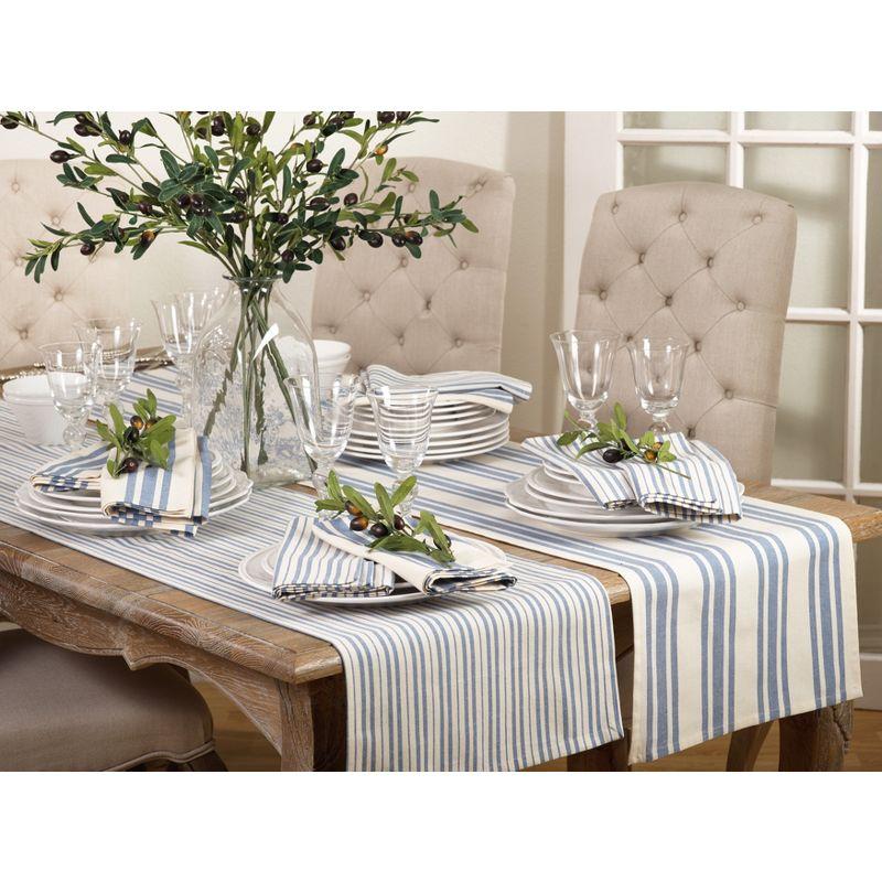 Blue Cotton Striped Coastal Table Runner, 16"x72"