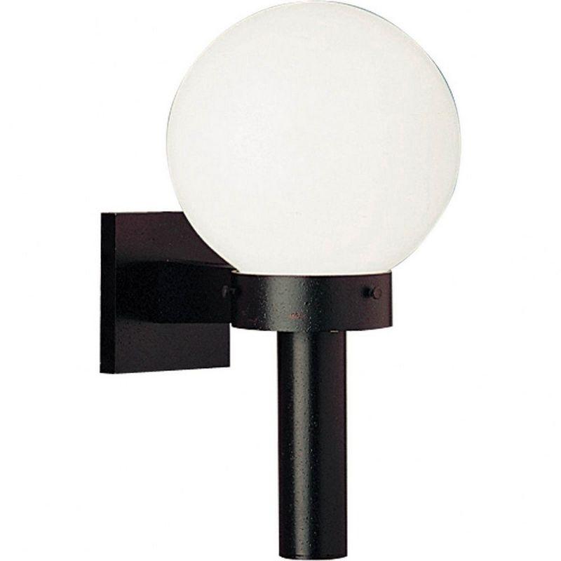 Progress Lighting Acrylic Globe 1-Light Wall Torch, Black Finish, White Globe