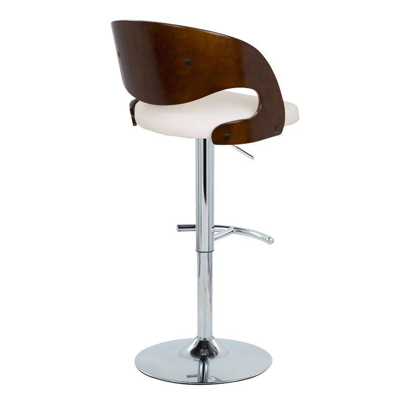 Set of 2 Pino Adjustable Barstools Cherry/White - LumiSource: Upholstered, Footrest, Counter Height