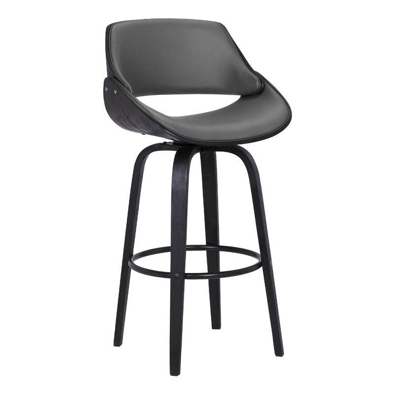 30" Mona Contemporary Bar Height Barstool Black/Gray - Armen Living: Upholstered Low Back, Steel Frame