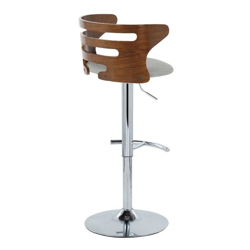 Walnut and Gray Adjustable Swivel Barstools with Metal Base