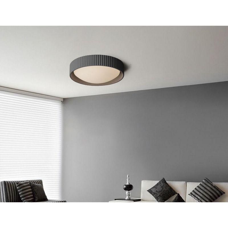 Gray Glass Drum LED Flush Mount Light