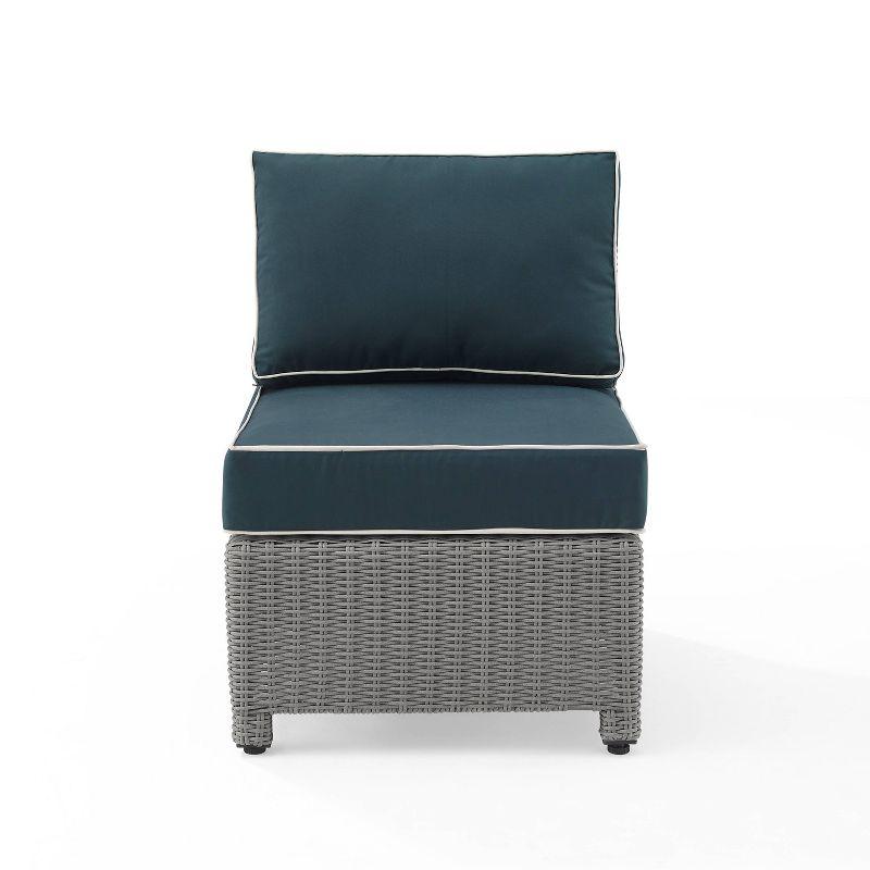 Bradenton Outdoor Wicker Sectional Center Chair - Navy/Gray - Crosley: Steel Frame, UV & Weather-Resistant