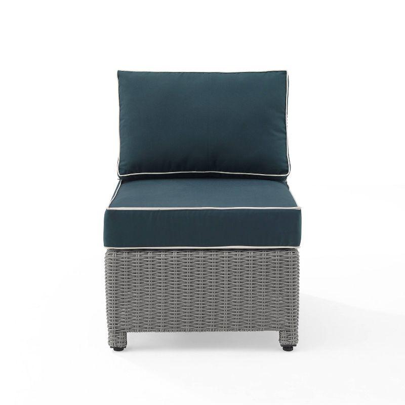 Navy Gray Modular Outdoor Wicker Armless Chair