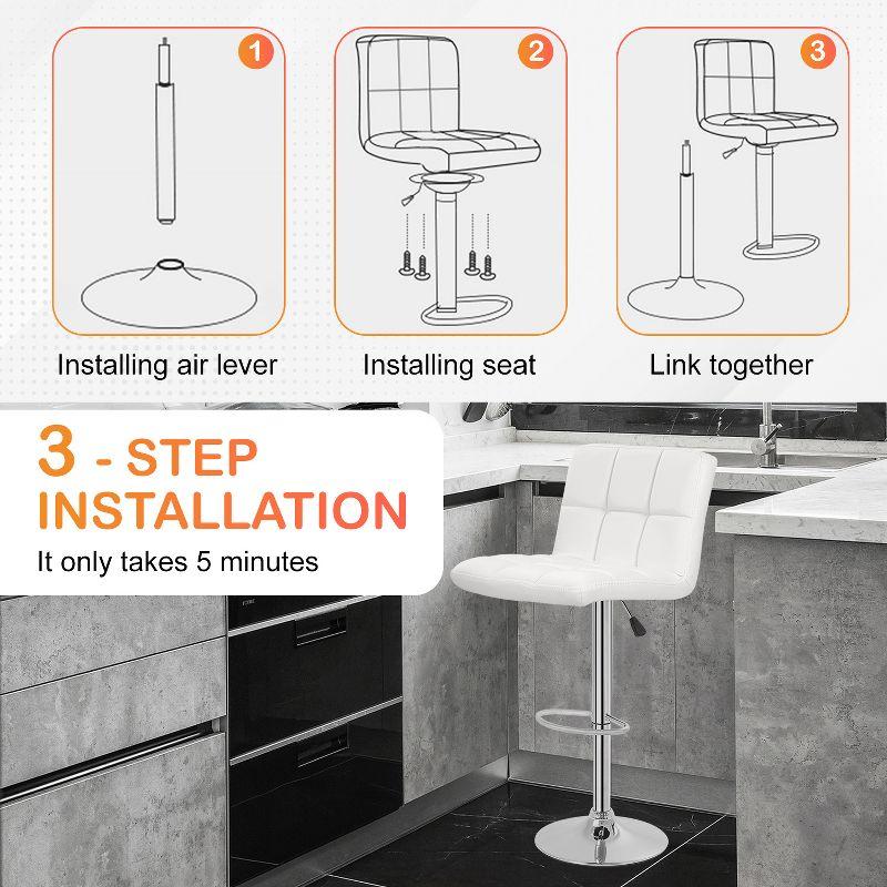 Bar Stools 1 Set Of 2, Counter Height Bar Stools, Square Cushion Bar Stools With Back, Footstool, Cafe, 2 Pieces