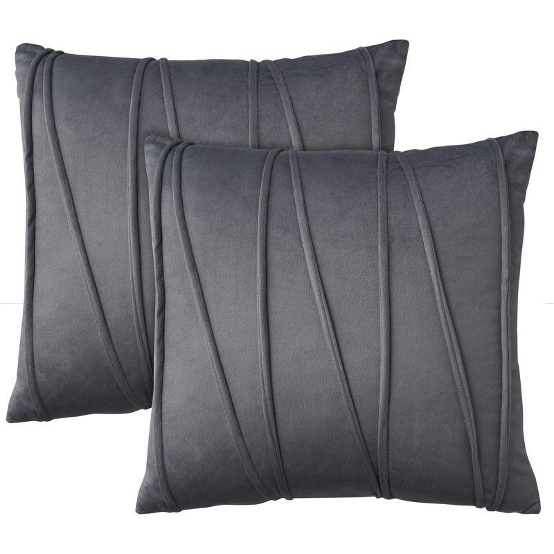 Mina Victory Sofia Velvet Lines 18" x 18" Set of 2 Indoor Throw Pillow