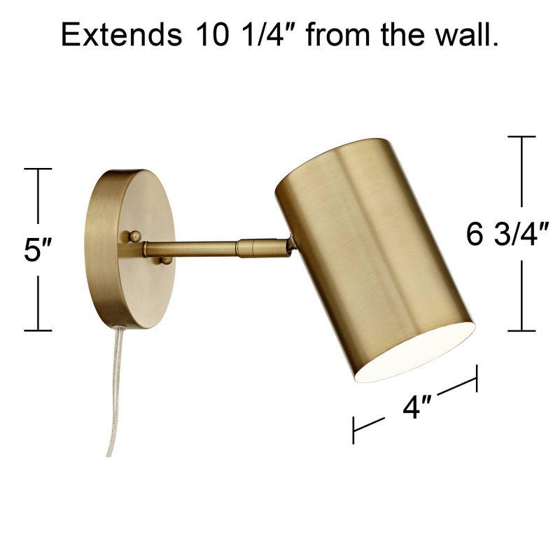 Elegant Carla Brushed Brass Adjustable Plug-In Wall Lamp