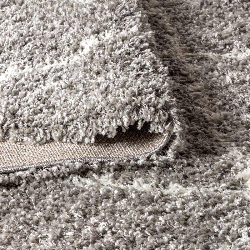 2'x8' Mercer Shag Plush Tassel Moroccan Geometric Trellis Area Rug, Grey/Cream - JONATHAN Y