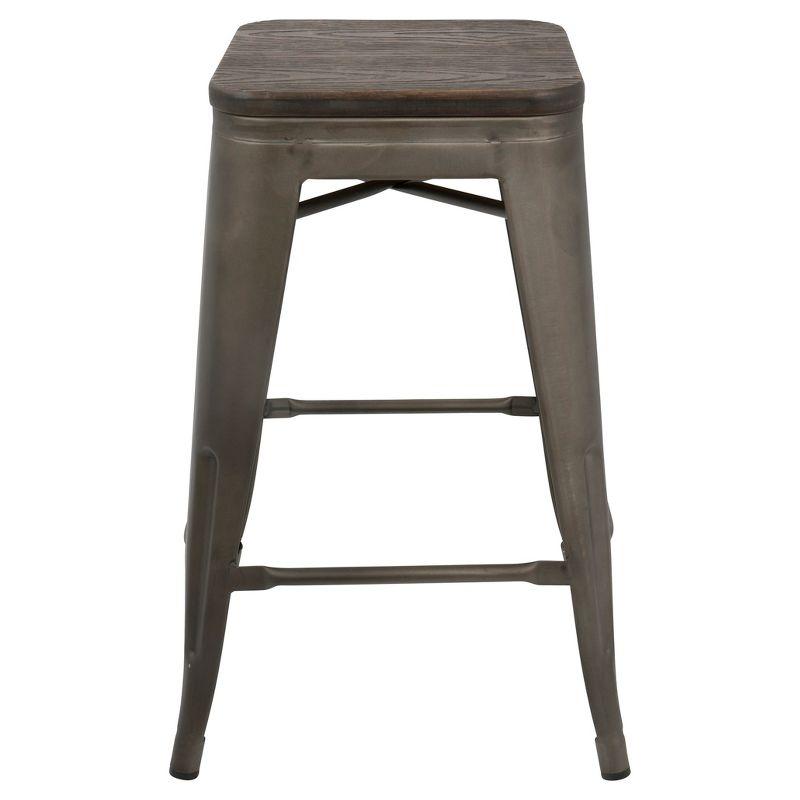 Set of 2 Oregon Industrial Stackable Counter Height Barstool with Frame Antique Wood - Lumisource