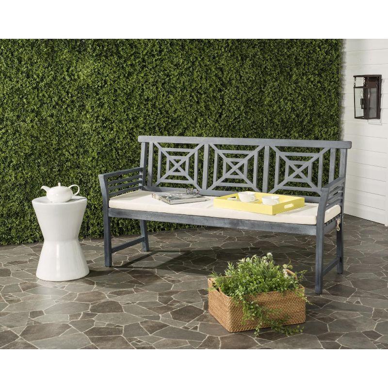 Del Mar 3 Seat Bench - Outdoor - PAT6737 - Ash Grey/Beige - Safavieh