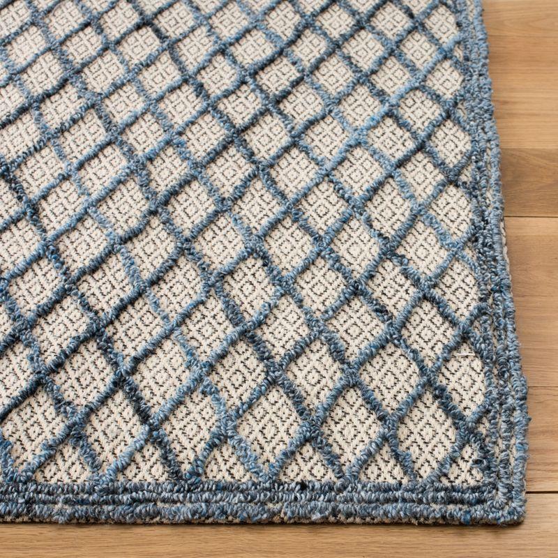 Trace Blue and Beige Hand-Tufted Wool Square Rug